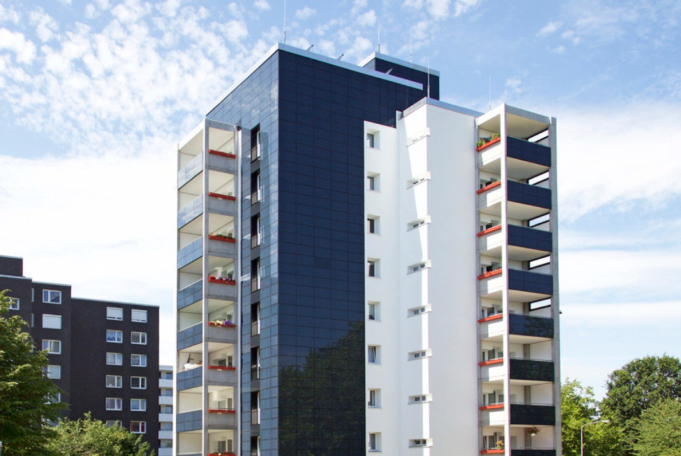 Woongebouw met PV-gevel in Bremen. 